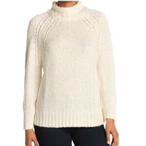 NWT CENY Cable Mock Neck Raglan Pullover Sweater Size: large Ivory